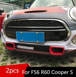 2pcs PC Car Front Grille Cover Air Inlet Outlet Styling Moulding Trim Sticker for Mini Cooper S F56 20142018 R60 Countryman S 2018101456