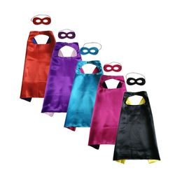 70cm 70cm plain Colour superhero cosplay cape with mask 2 layer satin cosplay costume Halloween cosplay cape9708790