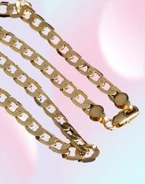 OMHXZJ Whole Personality Chains Fashion OL Woman Girl Party Wedding Gift Golds 8MM Figaro Chain 18KT Gold Chain Necklace 8839228