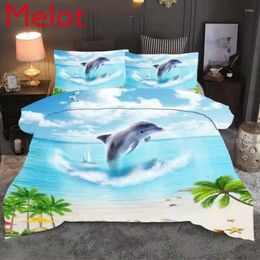 Bedding Sets Ocean Beach Dolphin Wind Light 3D Beddings Quilt Cover Pillowcase Comforter Bed Sheet