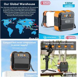 Portable Power Stations Flashfish Selling Charging Battery 120 Watt Solar Generator Banks Supply 120W Station For Outdoor Drop Delive Dhqtt