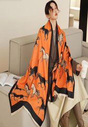 Scarves Animal Print Winter Cashmere Scarf Women Thick Warm Shawls Wraps Female Designer Pashmina Blanket Cape2594445