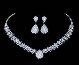 Luxurious Wedding Jewellery Sets for Bridal Bridesmaid Jewelery Drop Earring Necklace Set Austria Crystal Whole Gift50763334787228