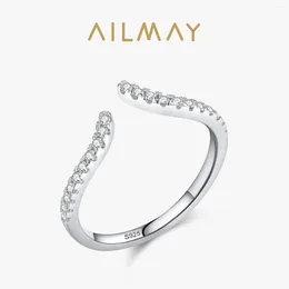 Cluster Rings Ailmay 925 Sterling Silver Fashion Sparkling CZ Open Size Index Finger Ring For Women Luxury Wedding Engagement Fine Jewellery