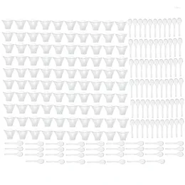 Disposable Cups Straws 100PCS Dessert Ice Cream Cup For Party Birthday Twisted Triangle Mousse
