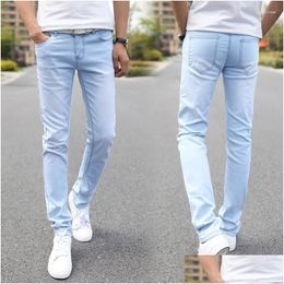 Men'S Jeans Men Stretch Skinny Male Designer Brand Super Elastic Straight Trousers Slim Fit Fashion Drop Delivery Apparel Clothing Dhfkt