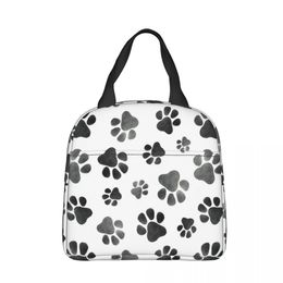 Dog Paw Pattern Insulated Lunch Bags Cooler Bag Reusable Large Tote Lunch Box Girl Boy College Picnic