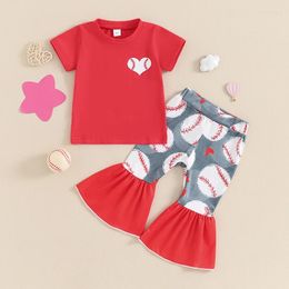 Clothing Sets 2Pcs Toddler Baby Girl Summer Outfits In My Baseball Sister Era Short Sleeve T-Shirt Tops Bell Bottom Pants Set