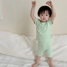 Clothing Sets 2024 Summer Baby Short Sleeve Home Set Infant Boy Girl Solid T Shirts Shorts 2pcs Suit Toddler Pajamas Outfits