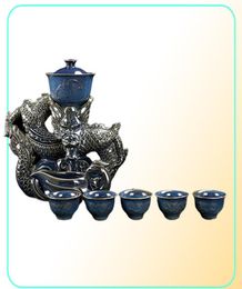 11pcs set Portable ceramics Set semiautomatic Spin infuser Handmade kettle cup Household porcelain ware drinkwar2921734257