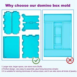 Domino Box Silicone Mold For Resin Casting,Domino Storage Box Mold, DIY Dominoes Jewelry Storage Box Crafts Making Tool