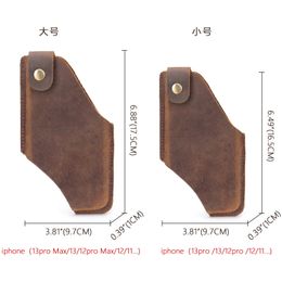 Genuine Leather Vintage Waist Bag Cellphone Loop Holster Mens Belt Bag Phone Pouch Wallet Phone Case Mobile Phone Bag For Male