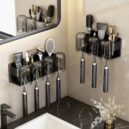 Kitchen Storage Bathroom Magnetic Adsorption Inverted Toothbrush Holder Wall -Automatic Toothpaste Squeezer Rack Accessories