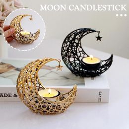 Candle Holders Small Metal Moon Star Holder Eid Mubarak Decor Candlestick For Home Bedroom Ramadan Decorations 2024