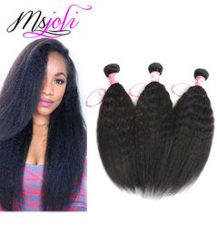 Brazilian Virgin Hair Human Hair Kinky Straight Yaki Natural Color 3bundles 3picslot Queen Hair Double Weft From Ms Joli4246588