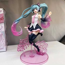 Anime Manga NEW 23cm Kawaii Vocaloid Hatsune Miku Artist Happy Birthday Cat Ears Headdress PVC Anime Figure Action Figures Model Toys 240413