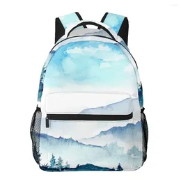 Backpack 2024Women Shoulder Bag Watercolour Mountains Fashion School For Teenage Girl Backpacks Travel