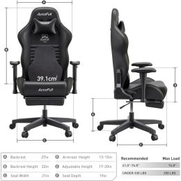 Gaming Chair Office Chair PC Chair with Ergonomics Lumbar Support, Racing Style PU Leather High Back Adjustable Swivel