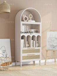 Nordic Floor Wine Cabinet Storage Cabinet Integrated Hallway Sideboard Cabinet Multi-Functional Shelf Bookcase Rattan Furniture