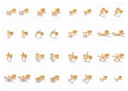 Stud Earrings CANNER 2pcs Cubic Zirconia Flat Back Piercing lage 925 Sterling Silver For Women Labret Lip Earring Jewelry4919962