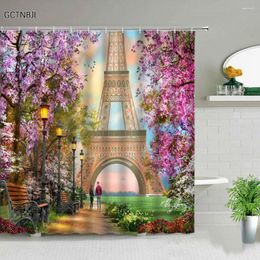 Shower Curtains Oil Painting Europe City Landscape Curtain Garden Scenery Polyester Fabric Bathroom Bath Screens Hooks Home Decor