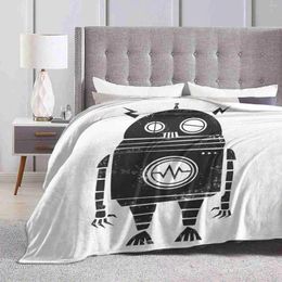 Blankets Big Robot 2.0 Printing High Qiality Warm Flannel Blanket Character Cool Funny Heavyhand One Colour Retro Saul