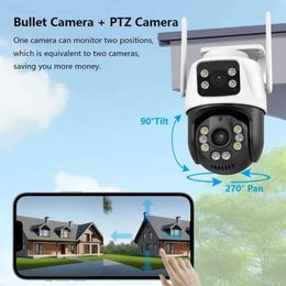 IP Cameras Hiseeu 4K 8MP Dual Lens Wifi Surveillance Camera 4X Digital Zoom AI Human Detect Wireless Outdoor Security PTZ IP Cameras 240414