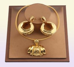 Earrings Necklace African Jewellery Set For Women Fashion Dubai Wedding Pendant Bridal Design Gold Plated Nigerian Accessory74821803355416
