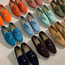 Designer Shoes Piana Summer Charms Walk Suede Gentleman Shoe Men for Women Hand Ed Smooth LP Slip-on Moccasins with box