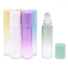 Storage Bottles Glass Roll On 10ml Gradient Color Empty Bottle Roller Ball For Essential Oil Travel
