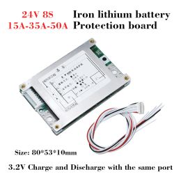 24V 8S 15A/35A/50A Lifepo4 battery balance BMS 3.2V Same port PCM DIY 24v 25.6v 29.2v Electric scooter Cell Protective board BMS