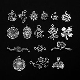 10/30pcs/lot Vintage Flower Branch Charms Spring Rose Plum Blossom Pendant For Diy Jewellery Making Findings Supplies Accessories