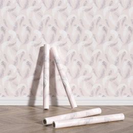 Wallpapers White Feather Design Wall Paper Home Decoration Pink Peel & Stick Waterproof Durable Room Background For Girs
