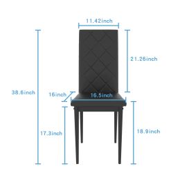 Modern Tempered Glass Black Dining Table Chair Set Simple Rectangular Living Room Kitchen Table W/4 High-End Dining Chair