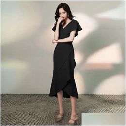 Basic Casual Dresses 2024 Women Solid Colour Fishtail Dress Tight Waist Slim Y Sleeveless Ladies Vestidos Elegantes Para Mujer Robe Dro Dhkn3