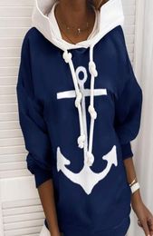 Women039s Hoodies Sweatshirts Boat Anchor Print Outwear Sweatshirt Female Casual Long Y2009153243358