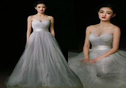 Light Grey Tulle Formal Homecoming Dresses Sweetheart Strapless Prom Gowns Long Dresses Evening Wears Cheap Bridesmaid Dresses In 2063223