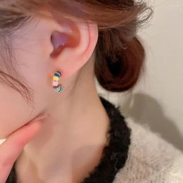Stud Earrings Trendy Party Semicircle Elegant Sweet Bohemia Korean Style Hoop Ear Buckle Enamel Oil Jewellery Women