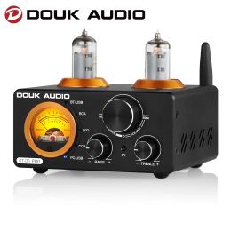 Amplifier Douk Audio HiFi Bluetooth 5.0 Vacuum Tube Amplifier USB DAC Stereo Receiver COAX/OPT Home Audio Digital Amp w/VU Meter 100W+100W