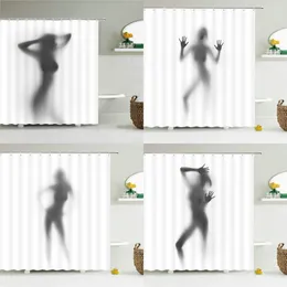 Shower Curtains Waterproof Women Shadow Curtain Sexy Girl Portrait High Quality Bathroom For Home Decorations With Hooks
