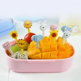 Forks 10pcs/set Animal Fruit Picks Bento Lunch Box Decor Accessory Home Decoration Small Ornaments