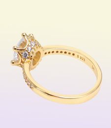 Pink Sparkling Crown Solitaire Ring Women's Rose gold Wedding designer Jewelry For 925 Silver CZ diamond Lover Rings with Original box7665357