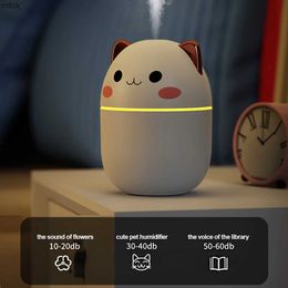 Humidifiers 250ml Air Humidifier Cute Kawaiil Aroma Diffuser With Night Light Cool Mist For Bedroom Home Car Plants Purifier Humificador