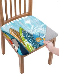 Chair Covers Surfing Summer Style Palm Tree Wood Board Elastic Seat Cover For Slipcovers Home Protector Stretch 2pcs