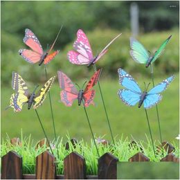 Garden Decorations Butterfly Stakes Decorative 12Pcs Ornaments Patio Decor Outdoor Yard Drop Delivery Home Lawn Dhebk