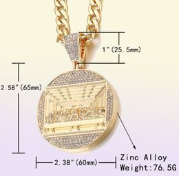 Chains The Last Supper Big Pendant Necklace Iced Out Bling Zircon Gold Colour Jesus For Men Hip Hop Charm Jewellery GiftChains8017427
