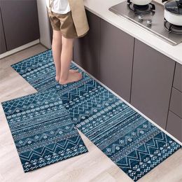 Carpets Simple Ethnic Line Carpet Floor Mat Kitchen Bathroom Entrance Non-slip Water Absorbing Foot Decor