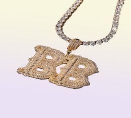 Custom Name Baguette Initial Letter Pendant Necklace Hip Hop Punk Cubic Zirconia Chain Jewellery For Gift17243712908156