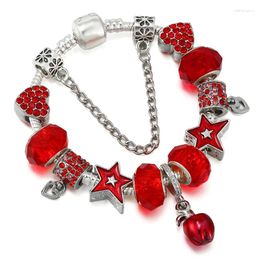Charm Bracelets Red Heart & Star Bracelet With Pendant Fit Fashion Jewellery Gift DIY Making For Women Design