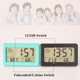 Mini Digital Clock Temperature Humidity Portable Desk Clock Thermometer Hygrometer 12/24H Battery Powered Clocks Home Decor
